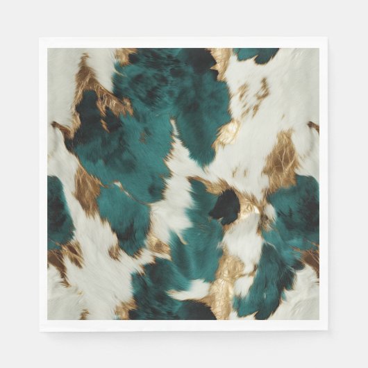 グリーンホワイト金ゴールドヒョウ スタンダードランチョンナプキン (正面)