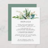グリーンホワイト金ゴールドボ結婚タニカルズゲスト詳細 エンクロージャーカード (正面/裏面)