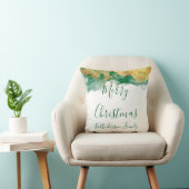 グリーンホワイト金ゴールドモノグラムメリークリスマス クッション (椅子)
