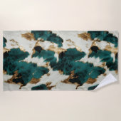 グリーンホワイト金ゴールド牛革 ビーチタオル (正面)