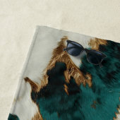 グリーンホワイト金ゴールド牛革 ビーチタオル (インサイチュ)