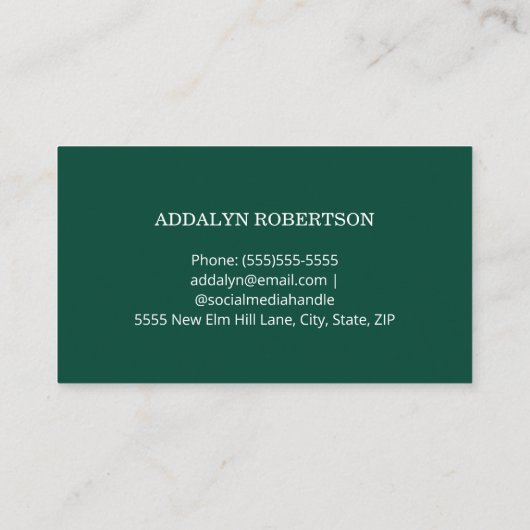 グリーンホワイト2写真大学院名カード 名刺 (裏面)