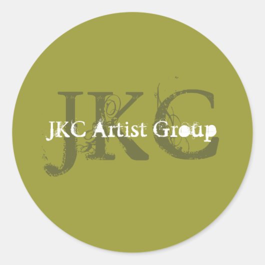 グリーンホワイト3イニシャルビジネス製品ラベル ラウンドシール (正面)