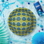 グリーンホワイト3D光学効果紙パーティープレート ペーパープレート (パーティー)