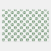 グリーンホワイト3pcコーディネートバレーボール ラッピングペーパーシート (正面3)