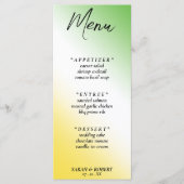 グリーンホワイト&金ゴールドジャマイカ対角線グラデーション結婚ズ メニュー (正面)