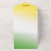 グリーンホワイト&金ゴールドジャマグラデーションリカQRコー結婚ド オールインワン招待状 (外側)