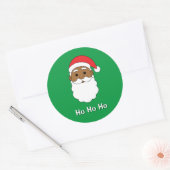 グリーンホーホーホアフリカンアメリカンサンタクロース家族 ラウンドシール (封筒)