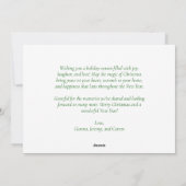 グリーンボウお洒落レッドジンガムプリントクリスマス シーズンカード (裏面)