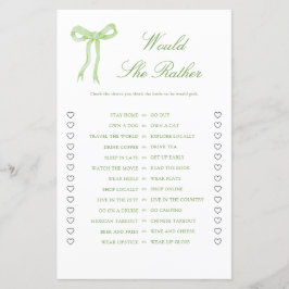 グリーンボウは彼女はむしろブライダルシャワーゲーム