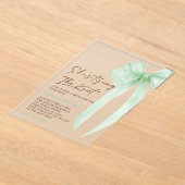 グリーンボウエレガントブライダルシャワー アクリル招待状 (レイダウン)