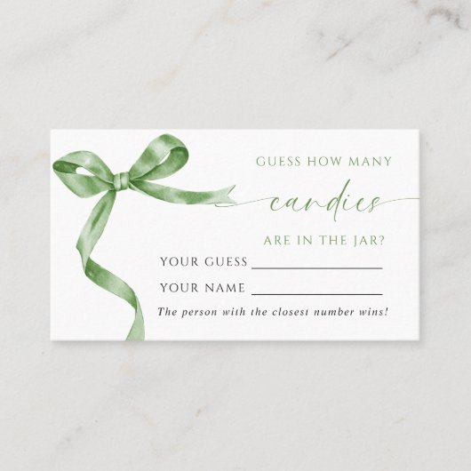 グリーンボウキャンディスシャワーゲームカードの数 プレイスカード (正面)