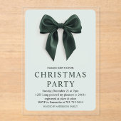 「グリーンボウクリスマスパーティー | 休エレガント日 アクリル招待状 (正面)