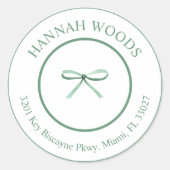 グリーンボウコケッタ 返送先ラベル ラウンドシール (正面)