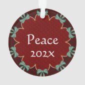 グリーンボウズレッドサークルカスタム オーナメント (裏面)