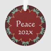 グリーンボウズレッドサークルカスタム オーナメント (正面)