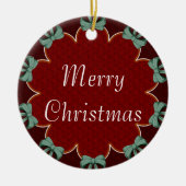 グリーンボウズレッドサークルカスタム セラミックオーナメント (正面)