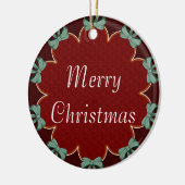 グリーンボウズレッドサークルカスタム セラミックオーナメント (左)