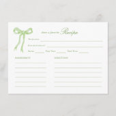 グリーンボウタイイングザノットブライダルシャワーレシピ エンクロージャーカード (正面)