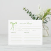 グリーンボウタイイングザノットブライダルシャワーレシピ エンクロージャーカード (スタンド正面)