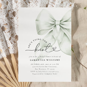 グリーンボウタイイングザノットブライダルシャワー 招待状