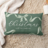 グリーンボウファミリークリスマス ランバークッション (ブランケット)