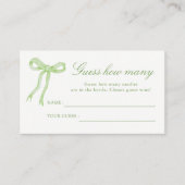 グリーンボウブライダルシャワーはカードの数を推測 エンクロージャーカード (正面)