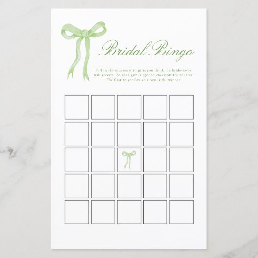 グリーンボウブライダルブライダルシャワーゲーム (正面)