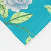 グリーンボウリボンとブルーバラモノグラム フリースブランケット (角)