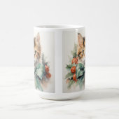 グリーンボウ付きフワフワのホリデーカリコキットン コーヒーマグカップ (中央)