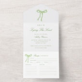 グリーンボウ彼女は結び目のブライダルシャワー オールインワン招待状 (内側)