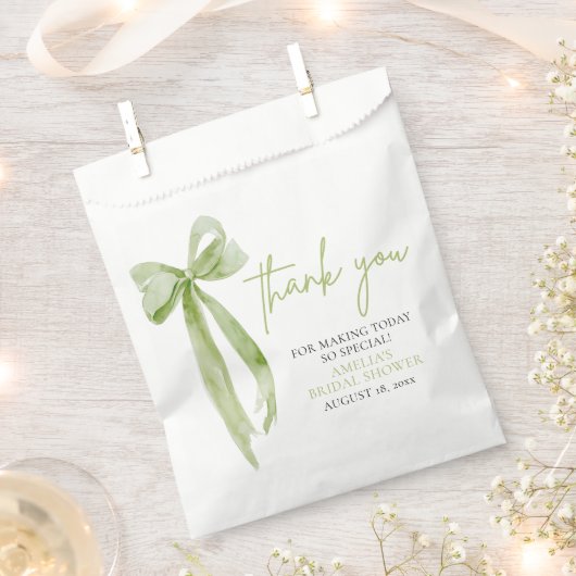 グリーンボウ彼女は結び目のブライダルシャワー フェイバーバッグ (クリップ留めされた状態)