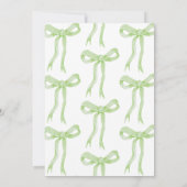 グリーンボウ彼女は結び目のブライダルシャワー 招待状 (裏面)