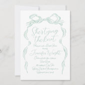 グリーンボウ彼女は結び目のブライダルシャワー 招待状 (正面)