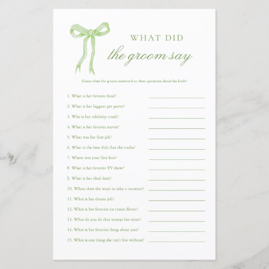 グリーンボウ新郎が言ったブライダルゲーム (正面)