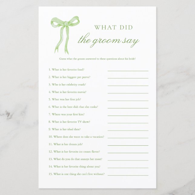 グリーンボウ新郎が言ったブライダルゲーム (正面)