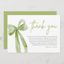 グリーンボウ結ぶ結び目サンキューカード 招待状