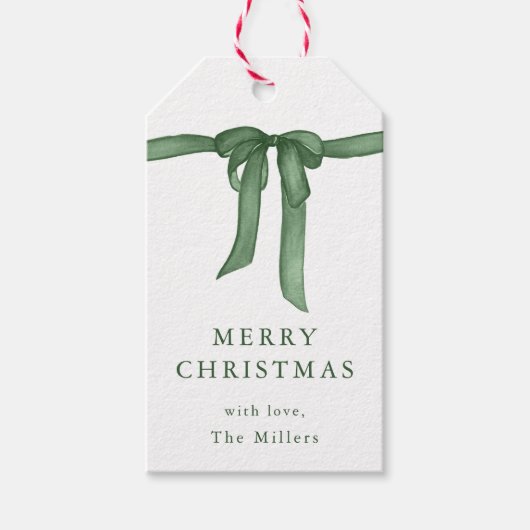 グリーンボウ クリスマス ギフトタグ グリーン クリスマス ギフトタグ (正面)