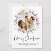 グリーンボエレガントタニカルリースクリスマススクリプト シーズンカード (正面)