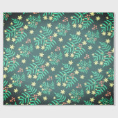 グリーンボタニカクリスマスモダンミニマル ラッピングペーパー (フラット)