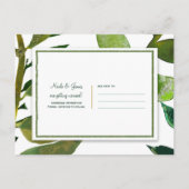 グリーンボタニカルな輝き植物の葉でSave the Date 案内ポストカード (裏面)