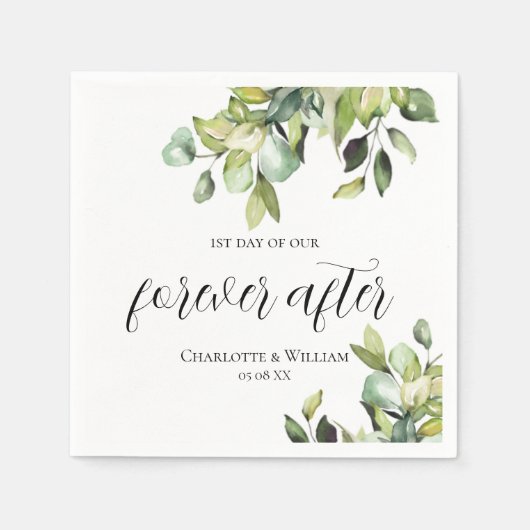 グリーンボタニカルの後の永遠エレガントの1日目 スタンダードカクテルナプキン (正面)