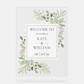 グリーンボタニカルウェディングウェルカム アクリルサイン (正面)