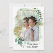 グリーンボタニカルウェディング サンクス フォトカード 招待状 (正面)