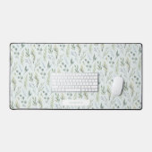 グリーンボタニカルウォーター花模様 デスクマット (キーボード&マウス)