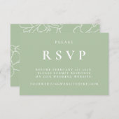 グリーンボタニカルエレガントウェディングRSVPカード 出欠カード (正面/裏面)