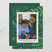 グリーンボタニカルクリスマスフォトカード (正面/裏面)