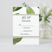 グリーンボタニカルグラムプラント葉ウェディングRSVP 出欠カード (スタンド正面)