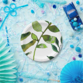 グリーンボタニカルグラムプラント葉エレガントウェディング ペーパープレート (パーティー)