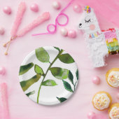 グリーンボタニカルグラムプラント葉エレガントウェディング ペーパープレート (パーティー)